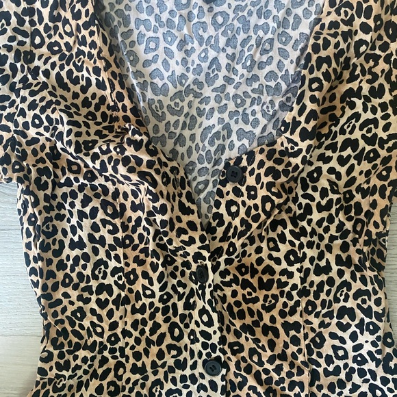 Bodycon Summer Short Sleeve Floral Slim Mini Beach Cocktail Party Leopard Sexy - Picture 4 of 7